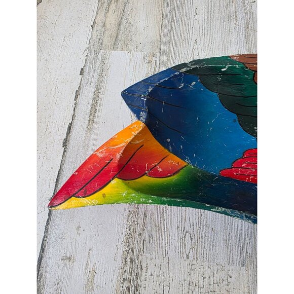 Wooden macaw parrot bowl serving decor tropical bird unique colorful rainbow - Picture 4 of 7